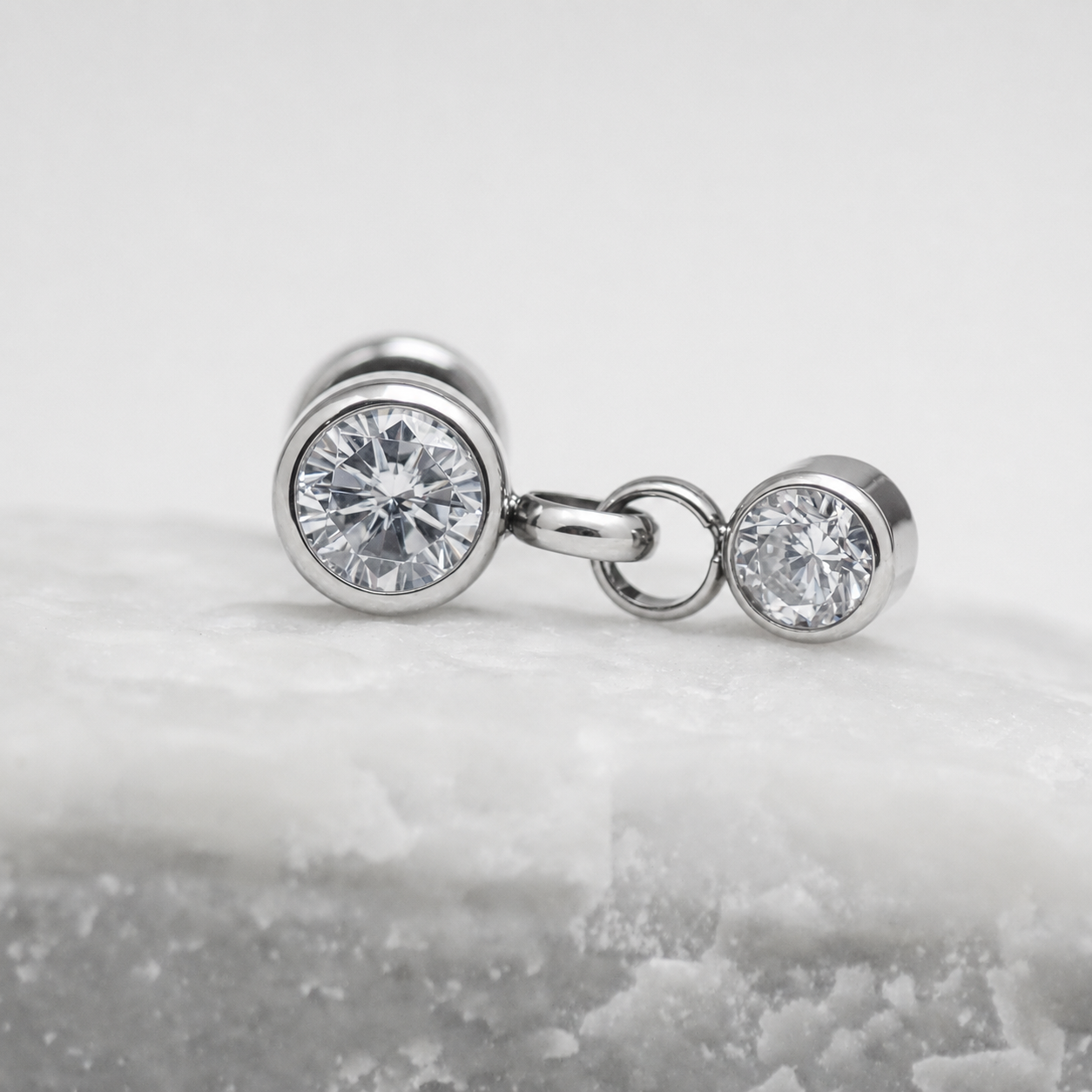 Dangly CZ Implant Titanium Flatback Piercing- Internally Threaded