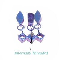 Implant Titanium Dangle CZ Cluster Flatback Piercing, Internally Threaded 18g, 16g, 14g