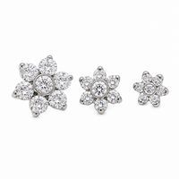 Implant Titanium Flower CZ Dermal Top, 14g- 1.2mm Thread