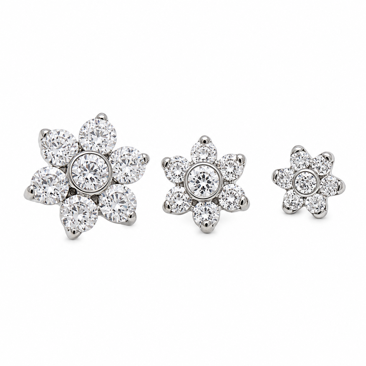 Implant Titanium Flower CZ Dermal Top, 14g- 1.2mm Thread