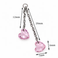 Implant Titanium Double Heart Dangly Chain Piercing Add-on Charm