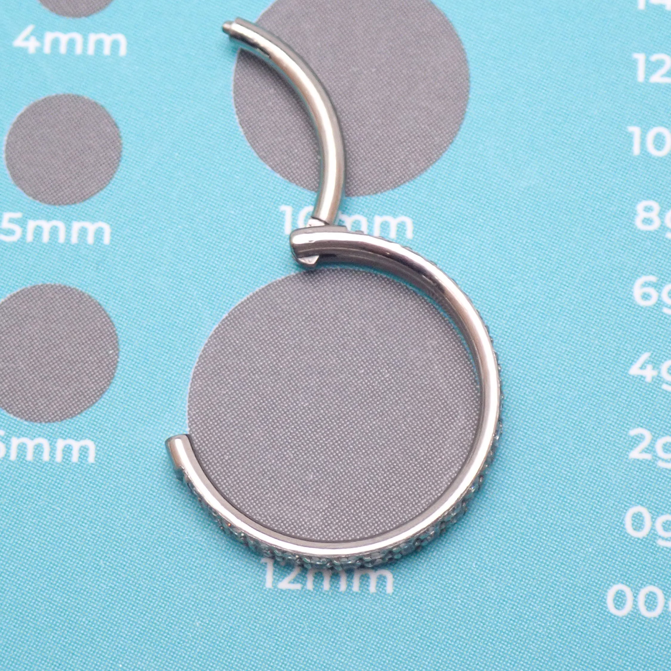 Implant Grade Titanium Double Row CZ Conch, Helix Clicker- 16g 12mm