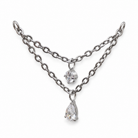 Implant Titanium CZ Drop Double Chain Piercing Add-on