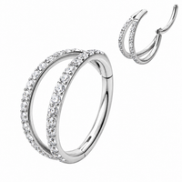 Double CZ Clicker Ring 16g