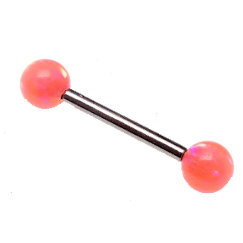 Ibiza Peach Opal Titanium Nipple Bar 14g, 12g