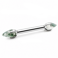 Moss Agate  Dragon Egg barbell Piercing 16g