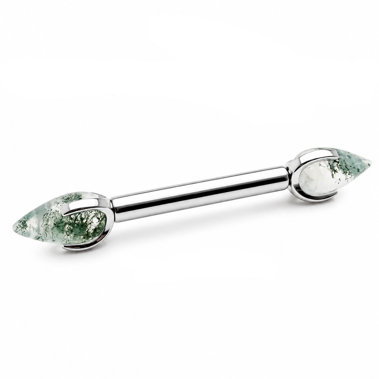 Moss Agate  Dragon Egg barbell Piercing 16g
