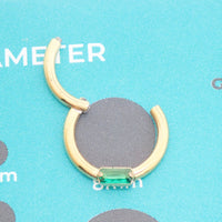 Emerald Green CZ PVD gold Titanium Clicker 16g 8mm