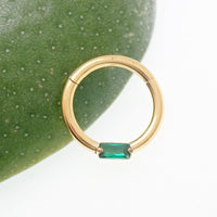 Emerald Green CZ PVD gold Titanium Clicker 16g 8mm