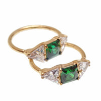 Implant Titanium Emerald Green CZ Hinge Hoop Earrings- Hypoallergenic 20g