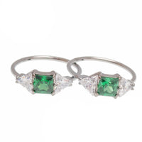 Implant Titanium Emerald Green CZ Hinge Hoop Earrings- Hypoallergenic 20g