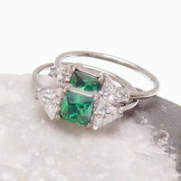 Implant Titanium Emerald Green CZ Hinge Hoop Earrings- Hypoallergenic 20g