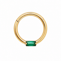Emerald Green CZ PVD gold Titanium Clicker 16g 8mm