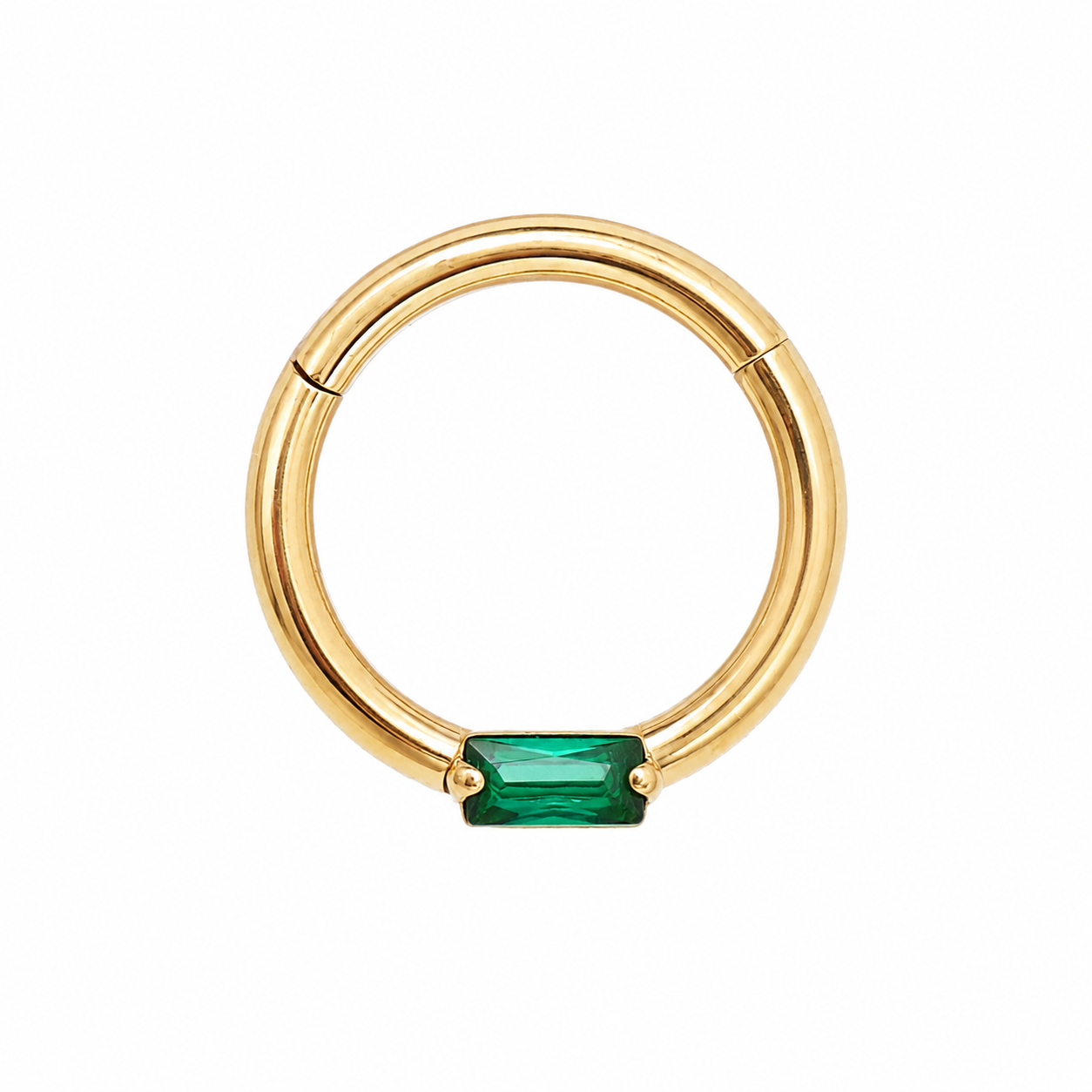 Emerald Green CZ PVD gold Titanium Clicker 16g 8mm
