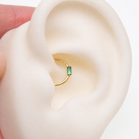 Emerald Green CZ PVD gold Titanium Clicker 16g 8mm