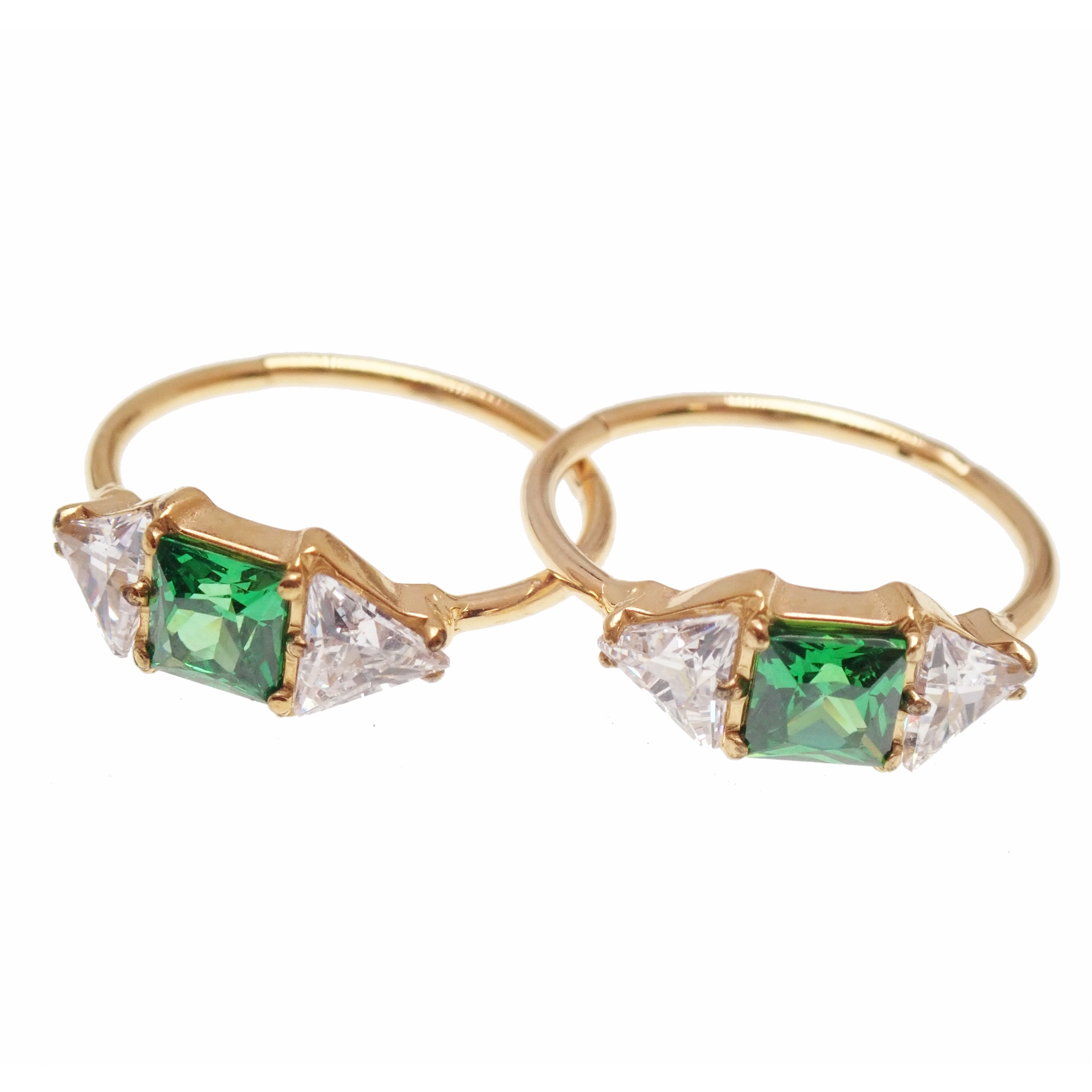 Implant Titanium Emerald Green CZ Hinge Hoop Earrings- Hypoallergenic 20g