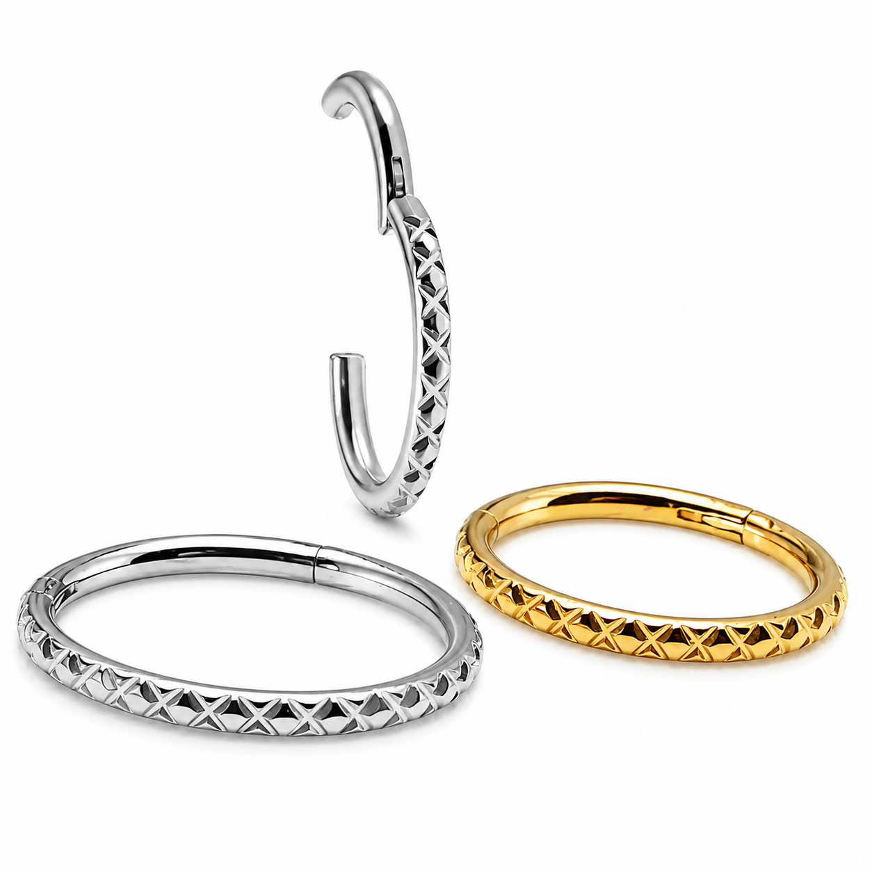 Crisscross-Etched Titanium Clicker 16g