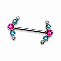 Internally Threaded CZ Nipple Cluster 14g, 14mm titanium