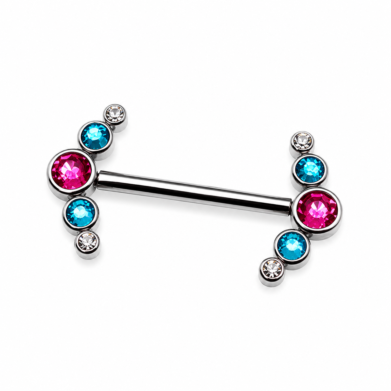 Internally Threaded CZ Nipple Cluster 14g, 14mm titanium