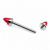 Fire Red Opal Cone Implant Titanium Nipple Bar 14g, 12g