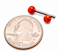 Flame Red Opal Titanium Nipple Bar 14g, 12g