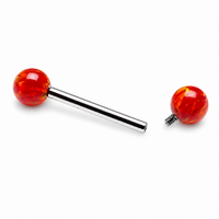 Flame Red Opal Titanium Nipple Bar 14g, 12g