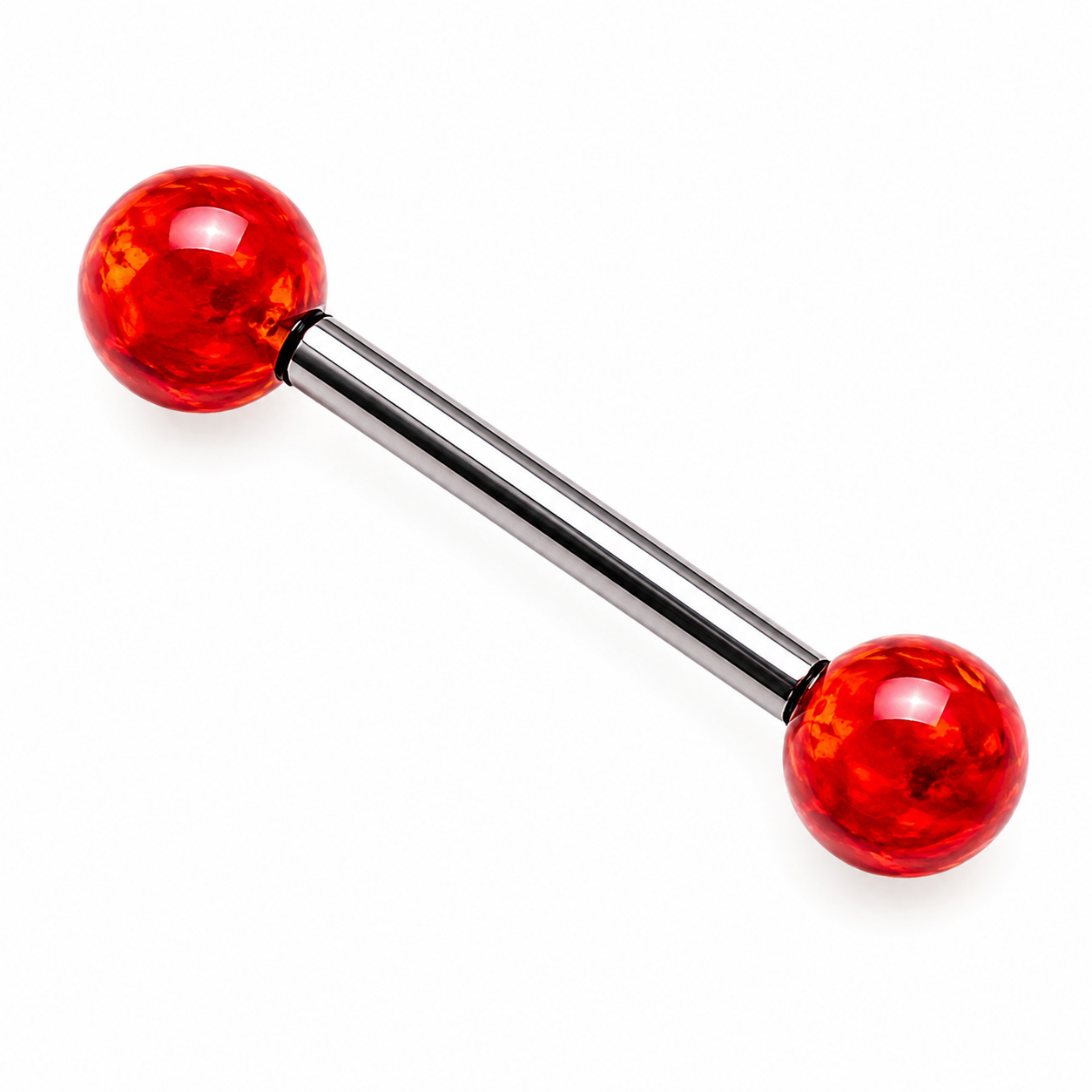 Flame Red Opal Titanium Nipple Bar 14g, 12g