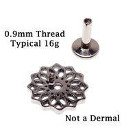 Implant Titanium Greek Key Flatback Piercing, Internally Threaded