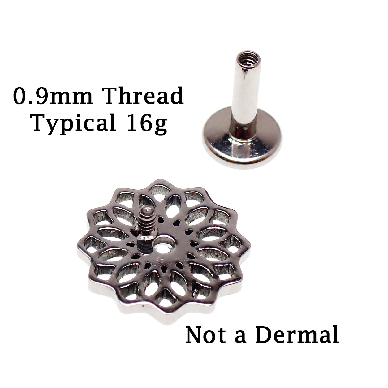 Implant Titanium Greek Key Flatback Piercing, Internally Threaded