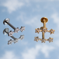 Implant Titanium Curved Flower CZ Helix Cluster- Internally Threaded