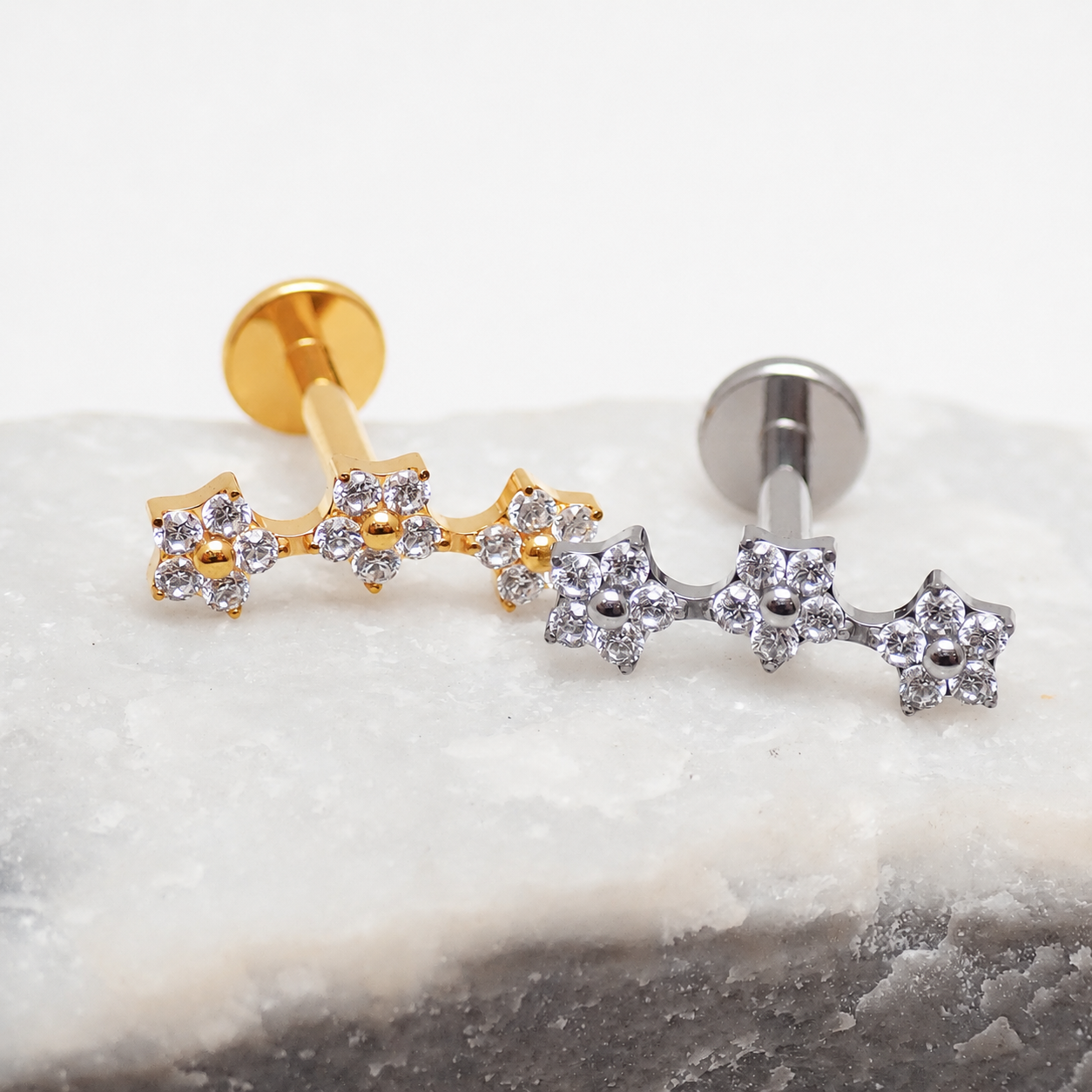 Implant Titanium Curved Flower CZ Helix Cluster- Internally Threaded