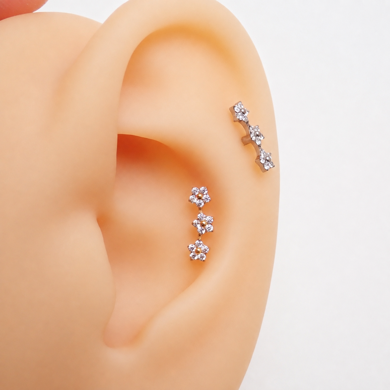 Implant Titanium Curved Flower CZ Helix Cluster- Internally Threaded