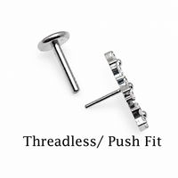 Implant Titanium CZ Flower Cluster Threadless Push Fit Flatback Piercing