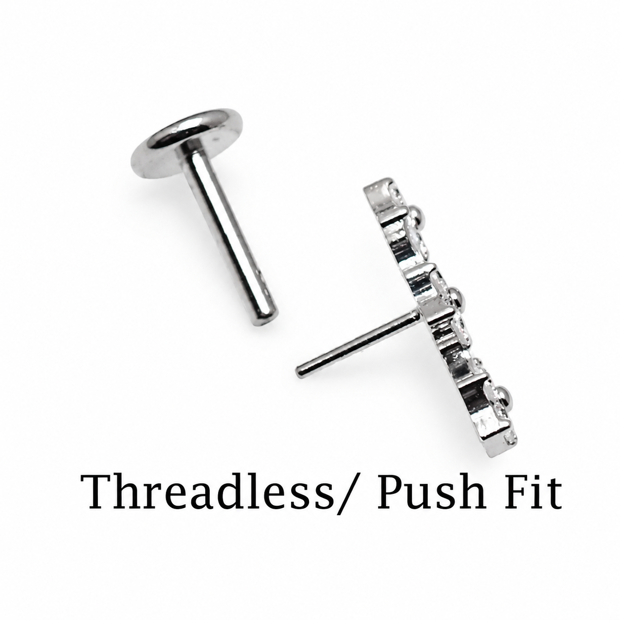 Implant Titanium CZ Flower Cluster Threadless Push Fit Flatback Piercing