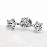 Implant Titanium CZ Flower Cluster Threadless Push Fit Flatback Piercing