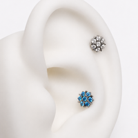 Implant Titanium natural stone Flatback Piercing, Internally Threaded