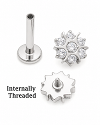 Implant Titanium natural stone Flatback Piercing, Internally Threaded