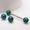 5mm Galaxy Green fire opals Titanium Nipple Ring 14g & 12g