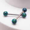 5mm Galaxy Green fire opals Titanium Nipple Ring 14g & 12g