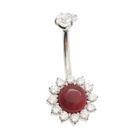 Natural Stone/CZ Belly Ring 14g 10mm