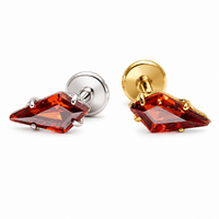 Implant Grade Titanium Push-Fit Threadless Piercing – Single Garnet Stone Flatback