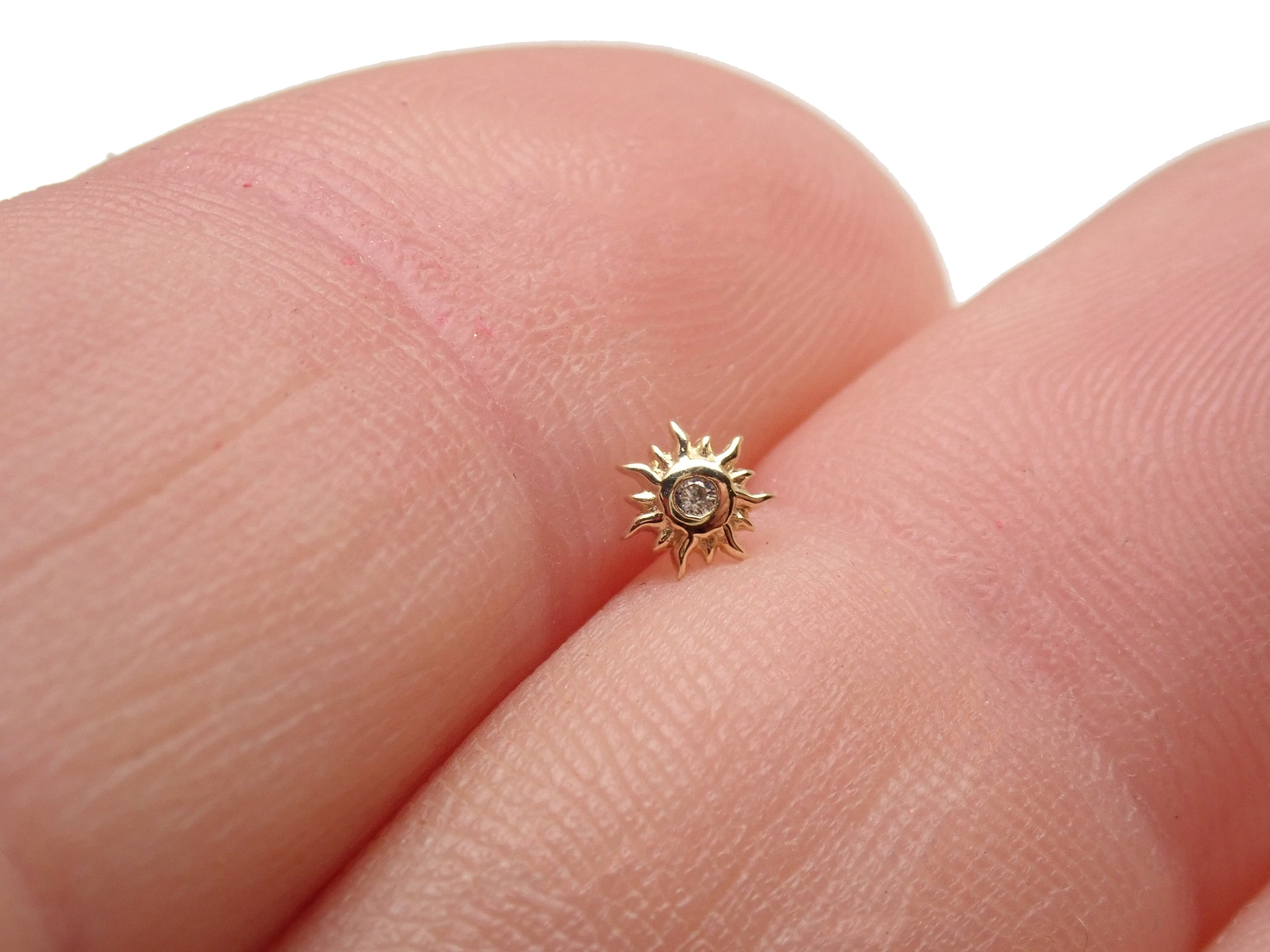 14k Sun top / Titanium Flatback Push fit Piercing