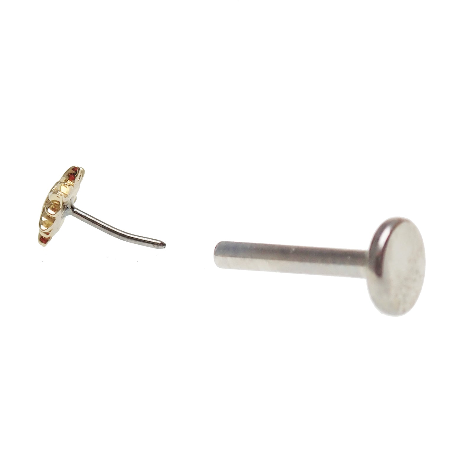 14k Sun top / Titanium Flatback Push fit Piercing