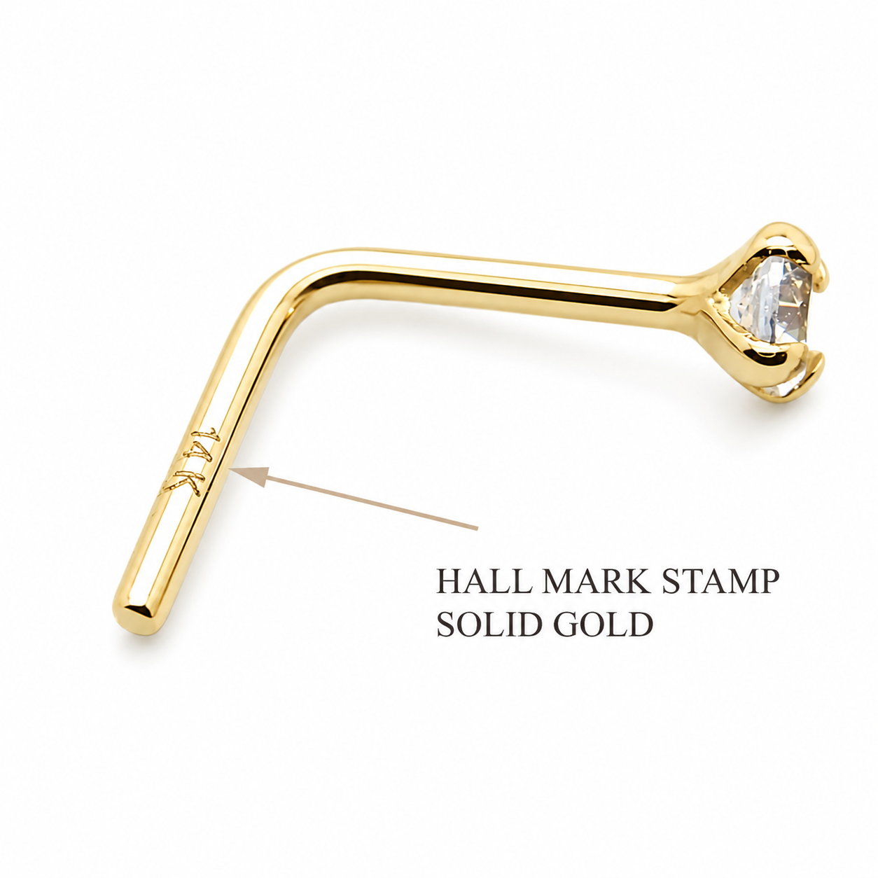 14K Nose piercing 2mm CZ