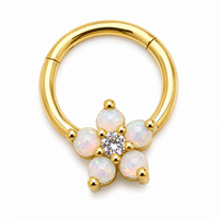 Flower Opal Clicker hoop 8mm 16g