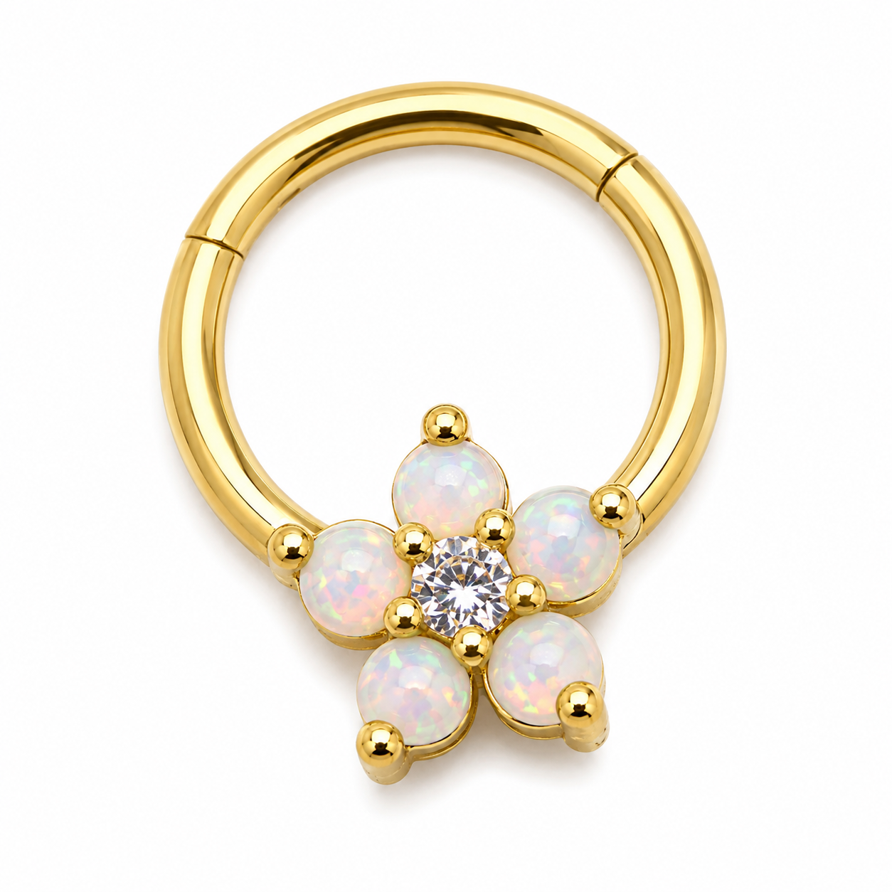 Flower Opal Clicker hoop 8mm 16g