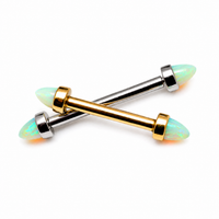 Green Apple Opal Cone Nipple Bar 14g, 12g
