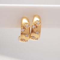 Implant grade Titanium PVD Gold CZ Half Hoop Earrings- 20g Pair