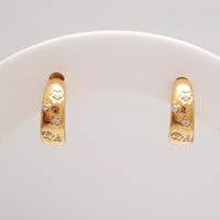 Implant grade Titanium PVD Gold CZ Half Hoop Earrings- 20g Pair