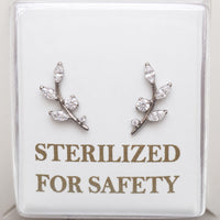 Sterilized Titanium Earrings • Implant-Grade CZ Vine Stud Earrings